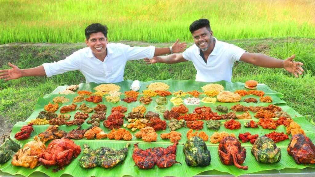 onam sadhya | 100 varieties of chicken sadhya | tasting 100 chicken items in our village